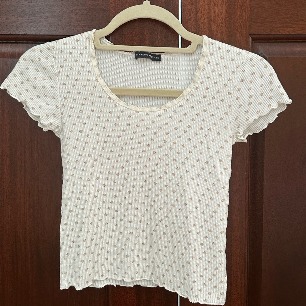 Brandy Melville Floral Print Waffle Top